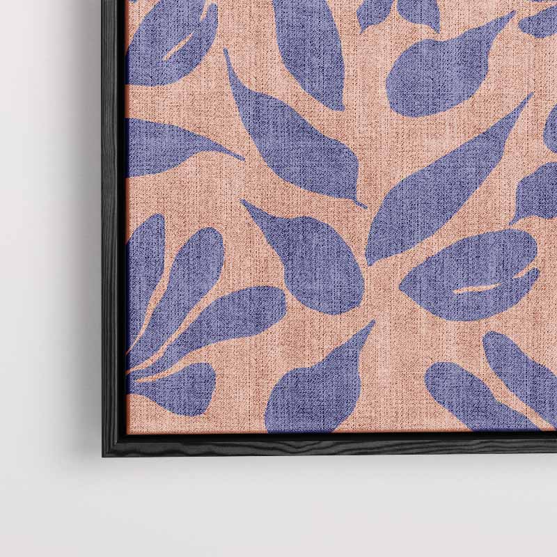 Bladeren in Paars op Perzik Kunstwerk-canvas-dibond-plexiglas-wanddecoratie-WallArtistic