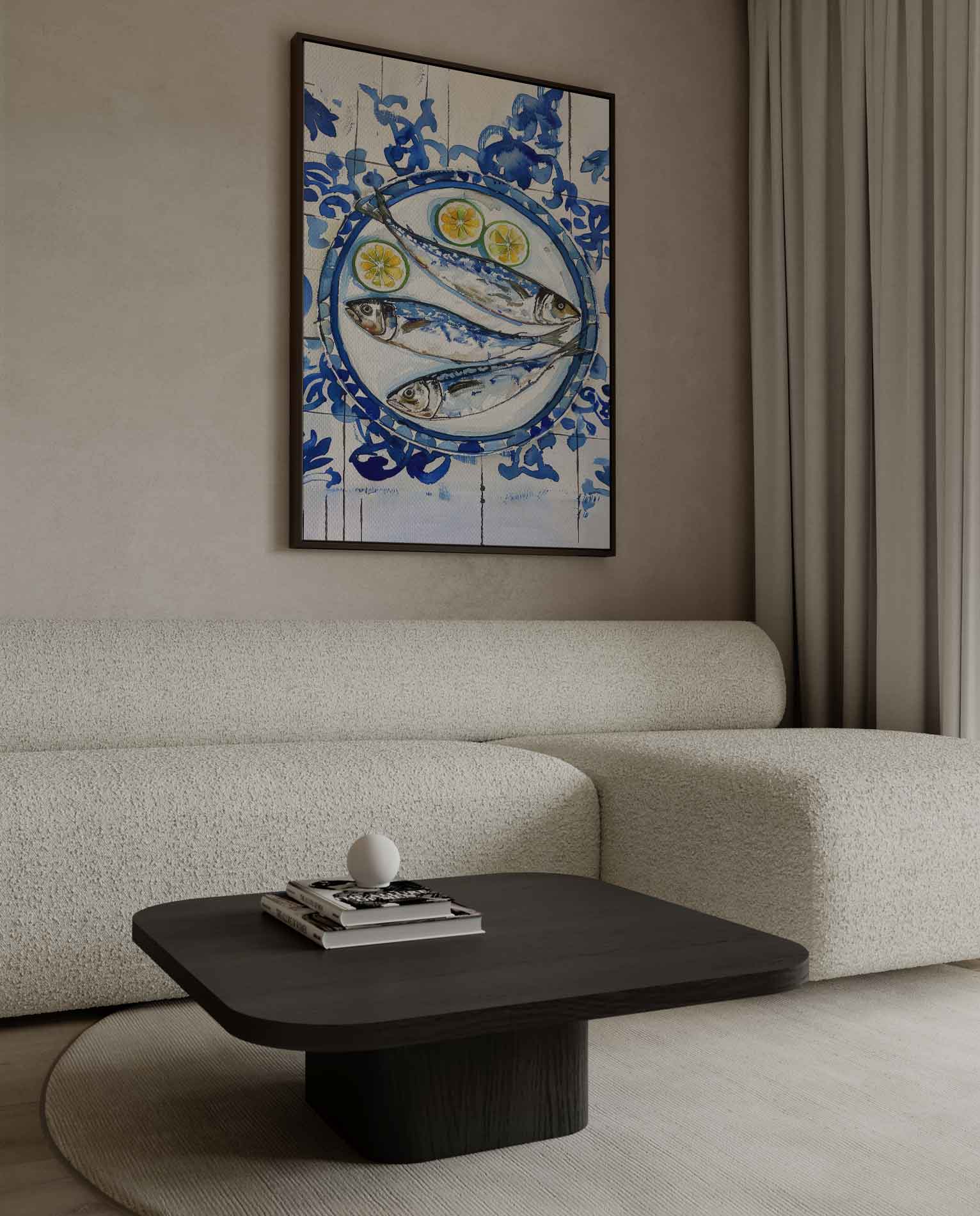 Vissersdromen in Blauw Kunstwerk-canvas-dibond-plexiglas-wanddecoratie-WallArtistic