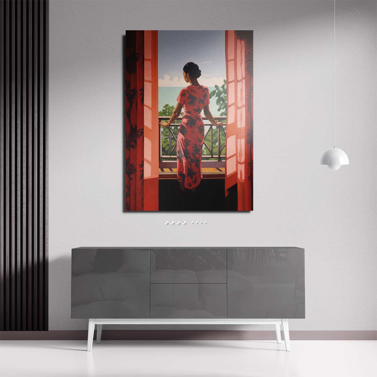 Zomers Balkonzicht Kunstwerk-canvas-dibond-plexiglas-wanddecoratie-WallArtistic