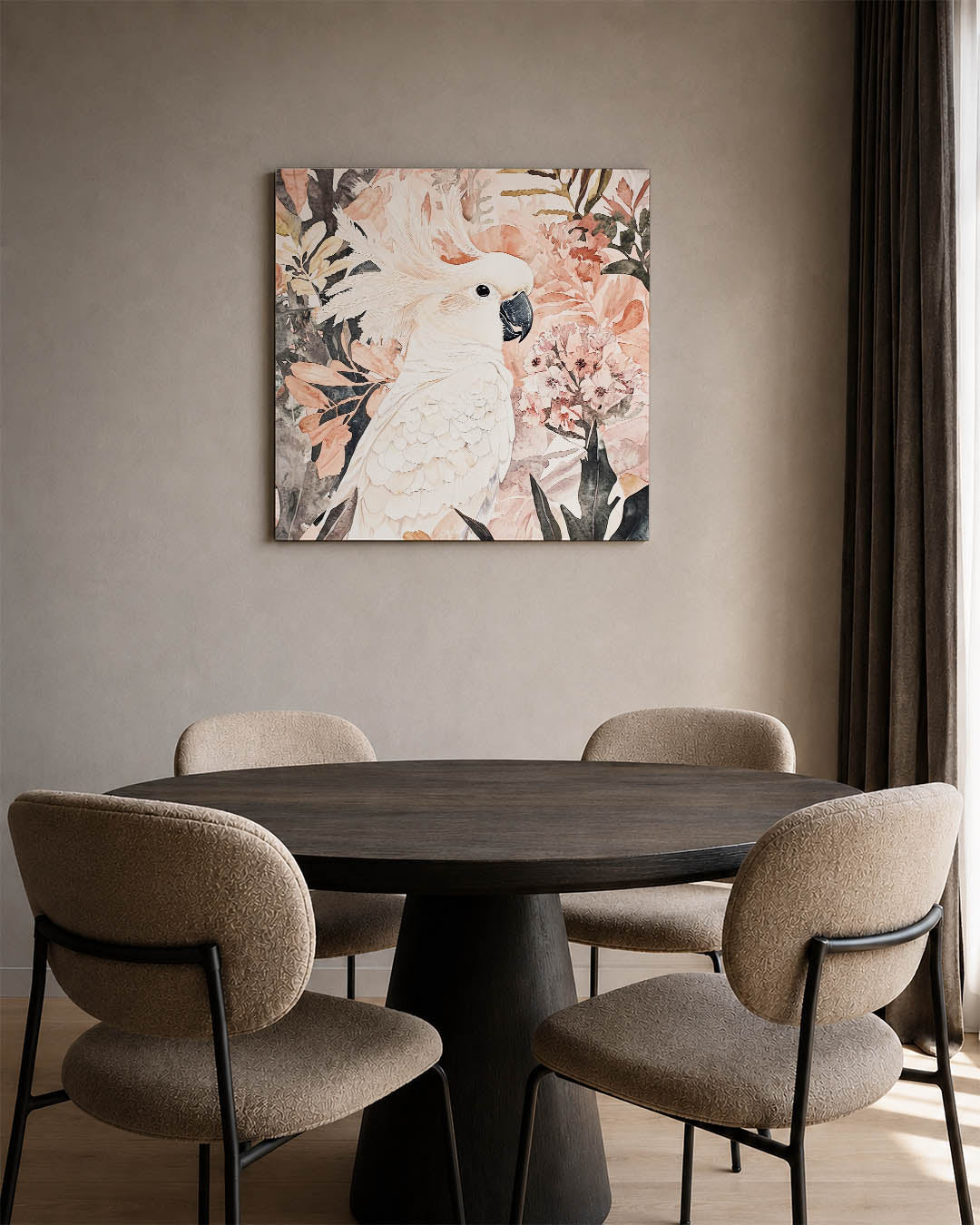 Tropische vogel en bloemen Kunstwerk