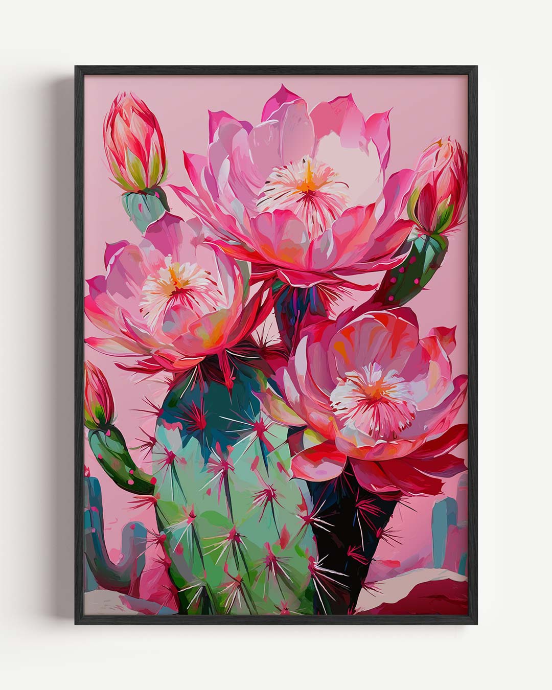 Kleurrijke Cactus Bloei Poster