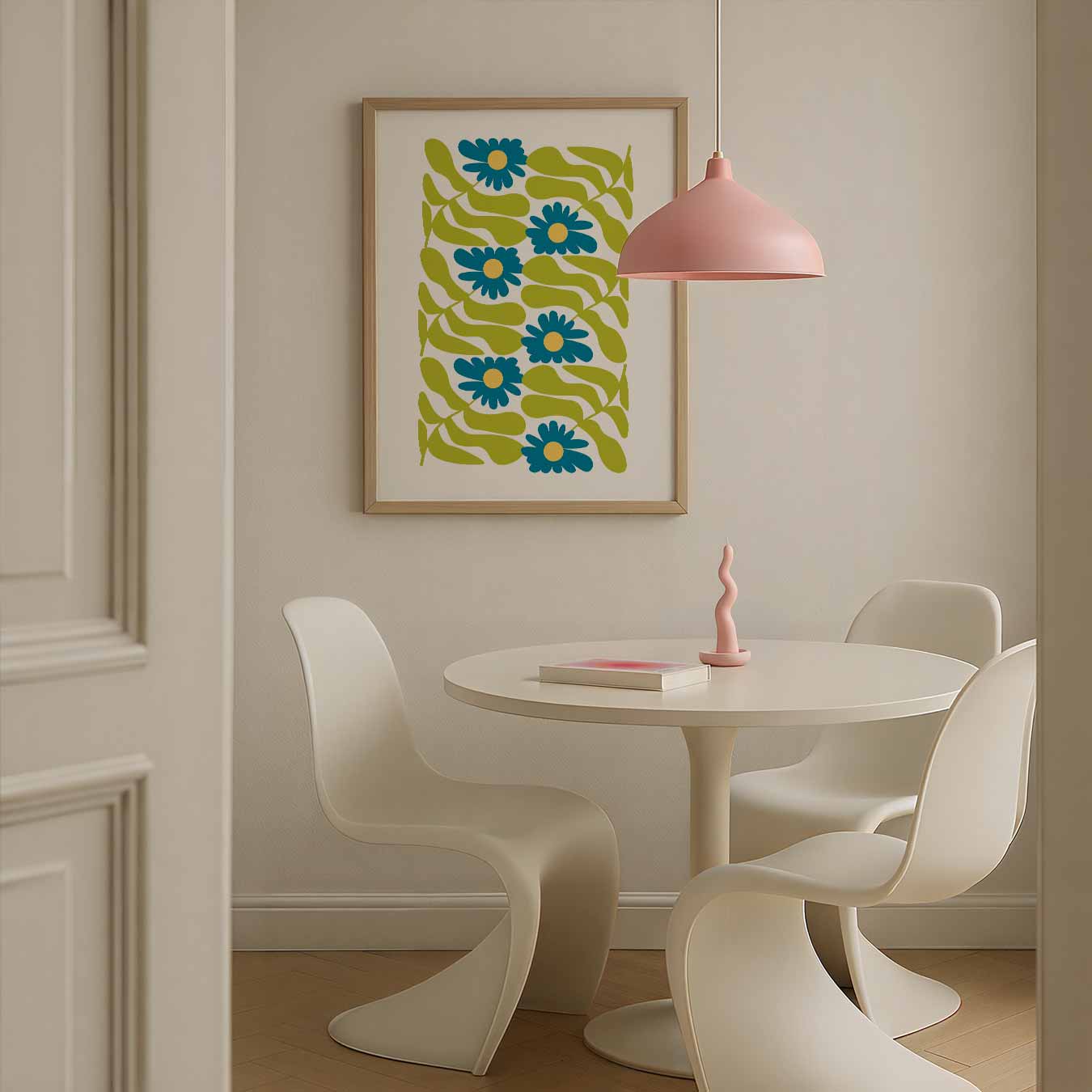 Bloemenpracht in Blauw en Groen Poster