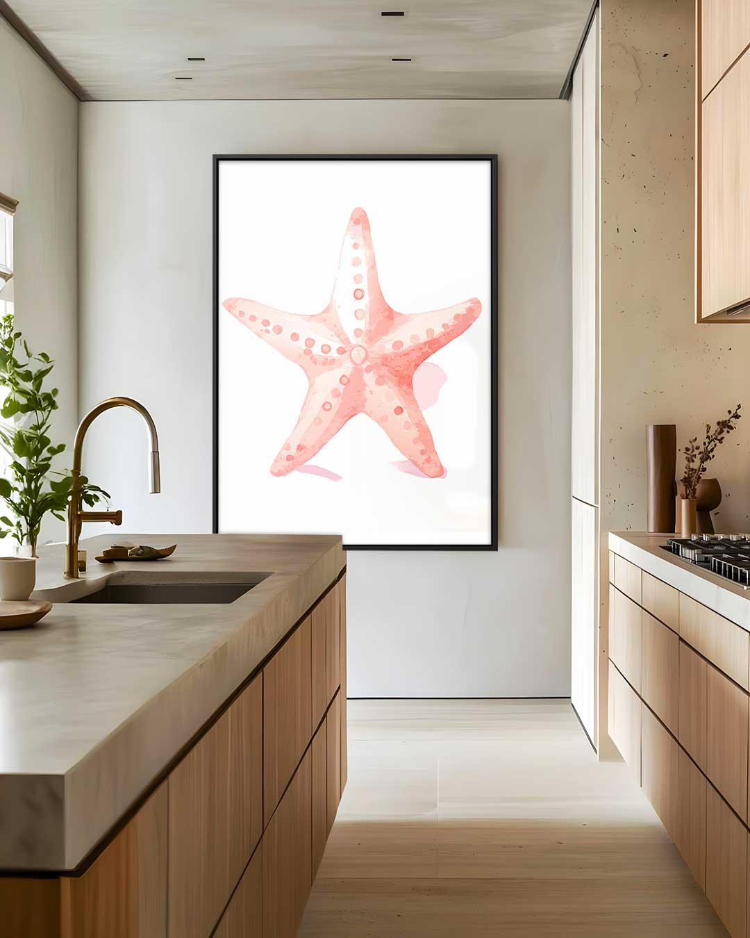 Zachte Zeester Illustratie Kunstwerk-canvas-dibond-plexiglas-wanddecoratie-WallArtistic