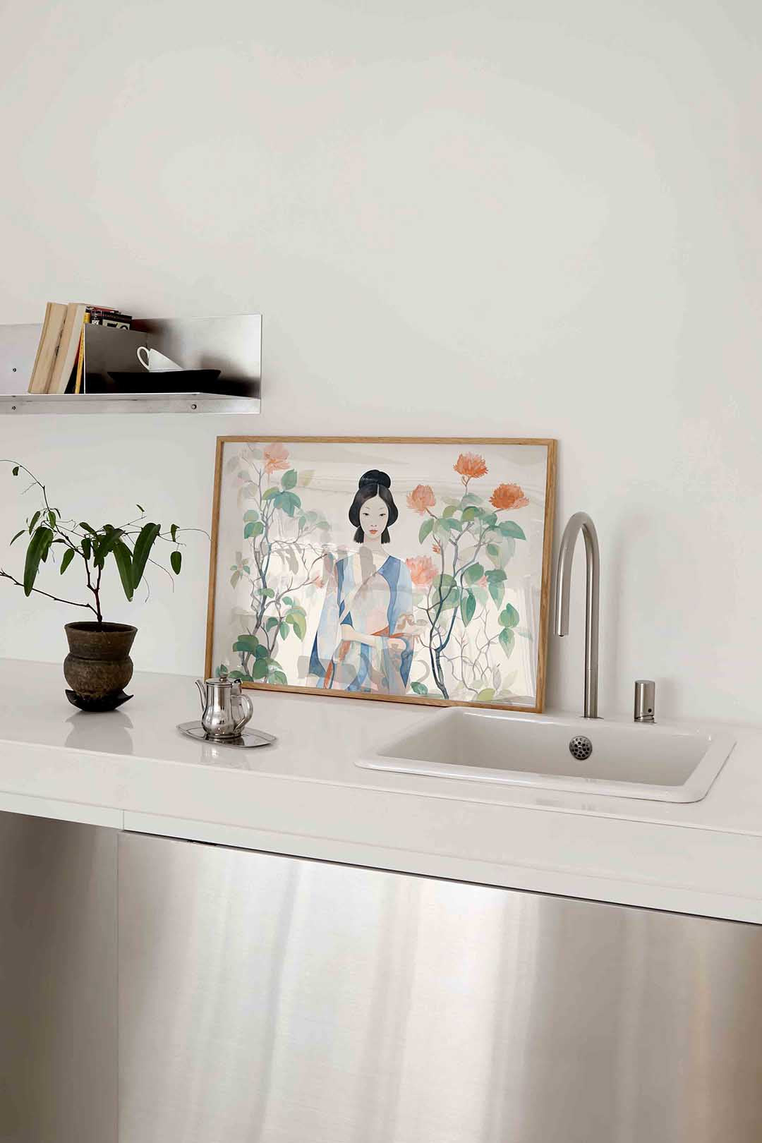 Vrouw met bloemen Poster