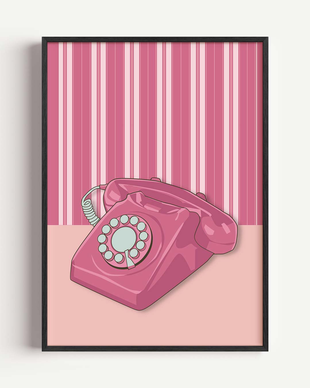 Retro Roze Telefoon Poster