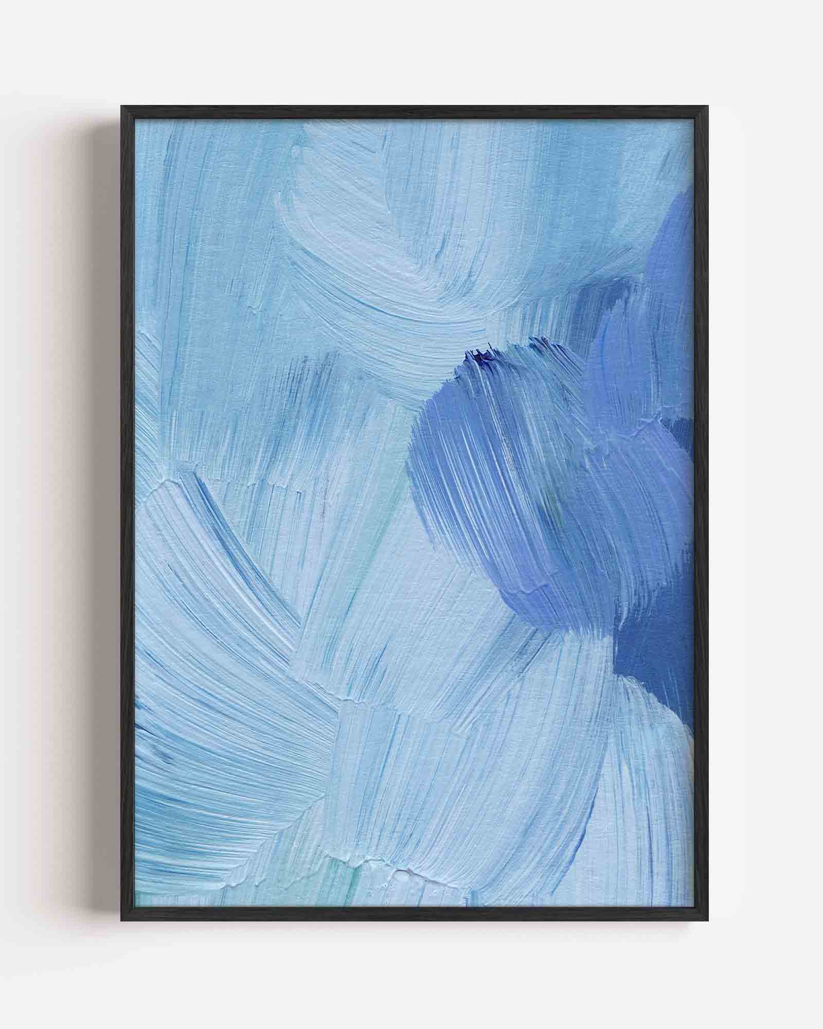 Blauwe penseelstreken Poster