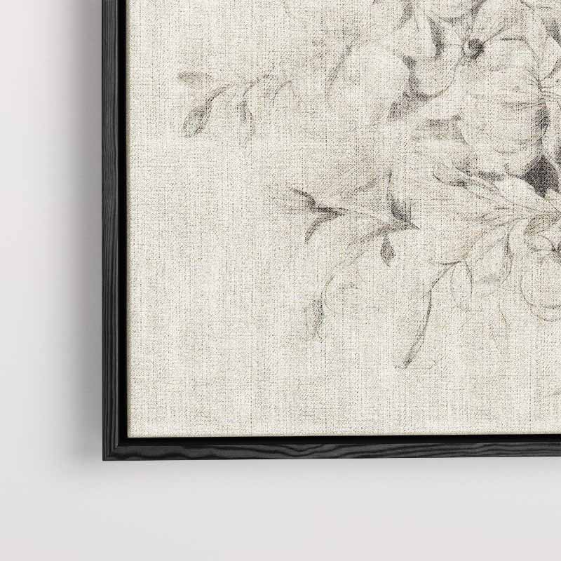 Bloemrijke Potloodtekening Kunstwerk-canvas-dibond-plexiglas-wanddecoratie-WallArtistic