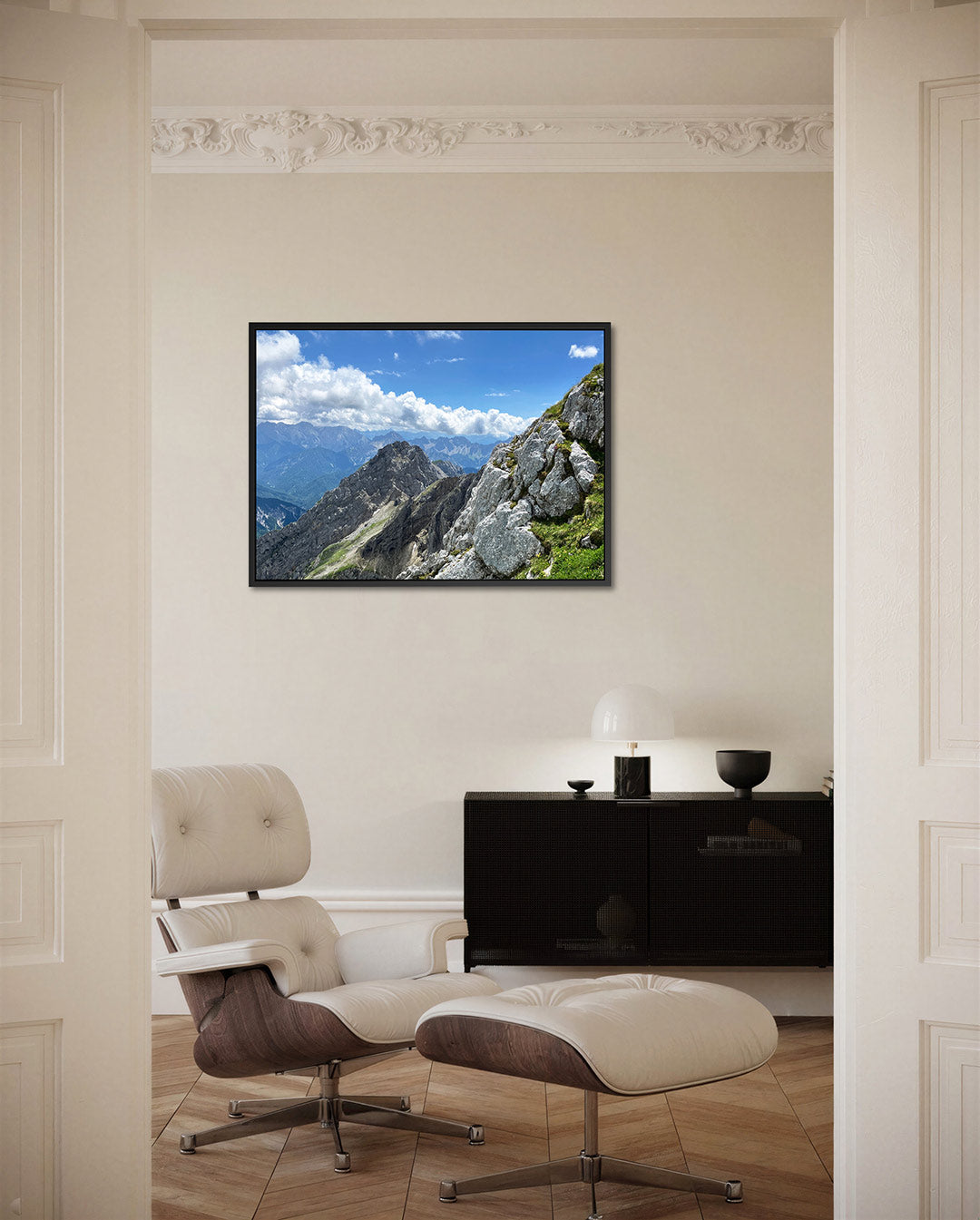 Berglandschap met wolken Kunstwerk