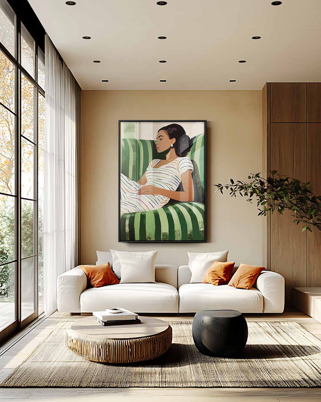 Relax op Groene Strepen Kunstwerk-canvas-dibond-plexiglas-wanddecoratie-WallArtistic