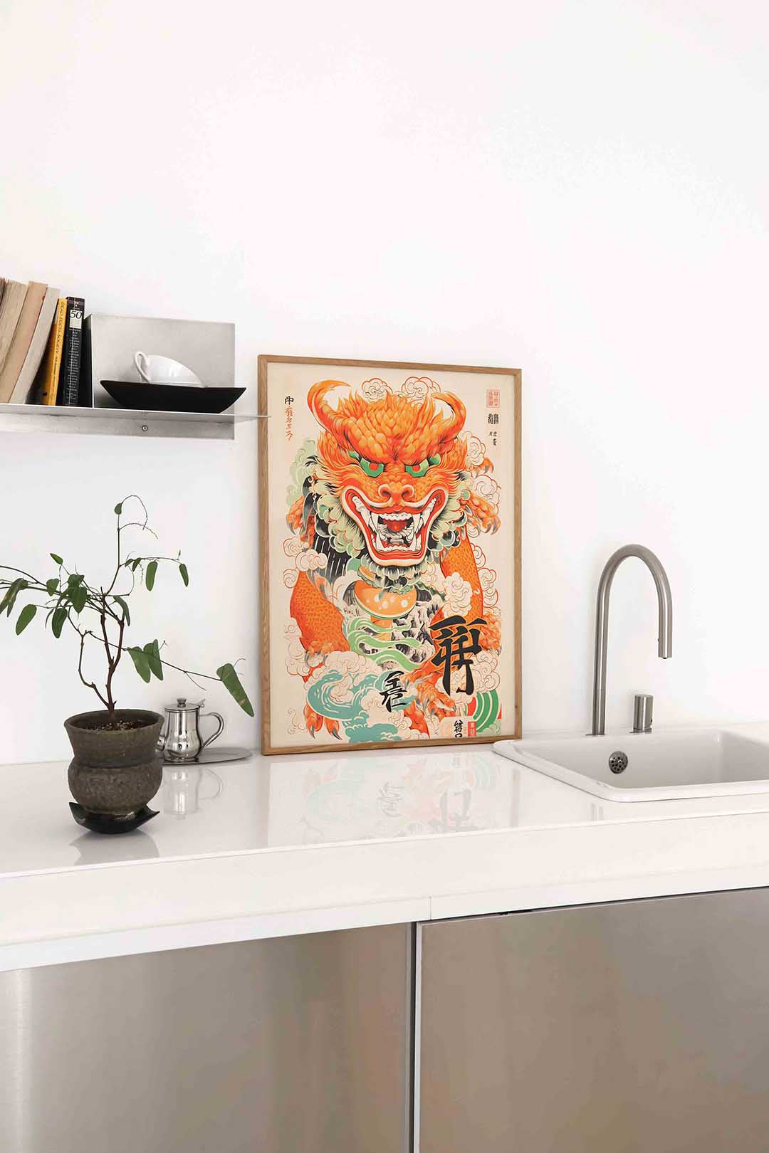 Draak met vurige manen Poster