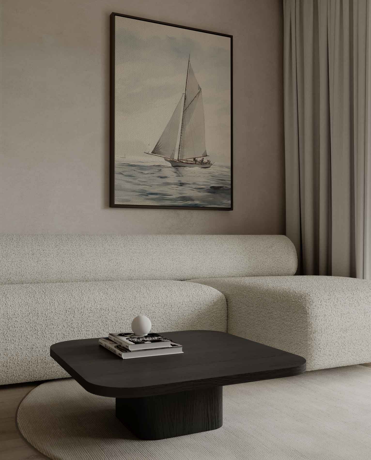 Zeilboot op een Rustige Zee Kunstwerk-canvas-dibond-plexiglas-wanddecoratie-WallArtistic