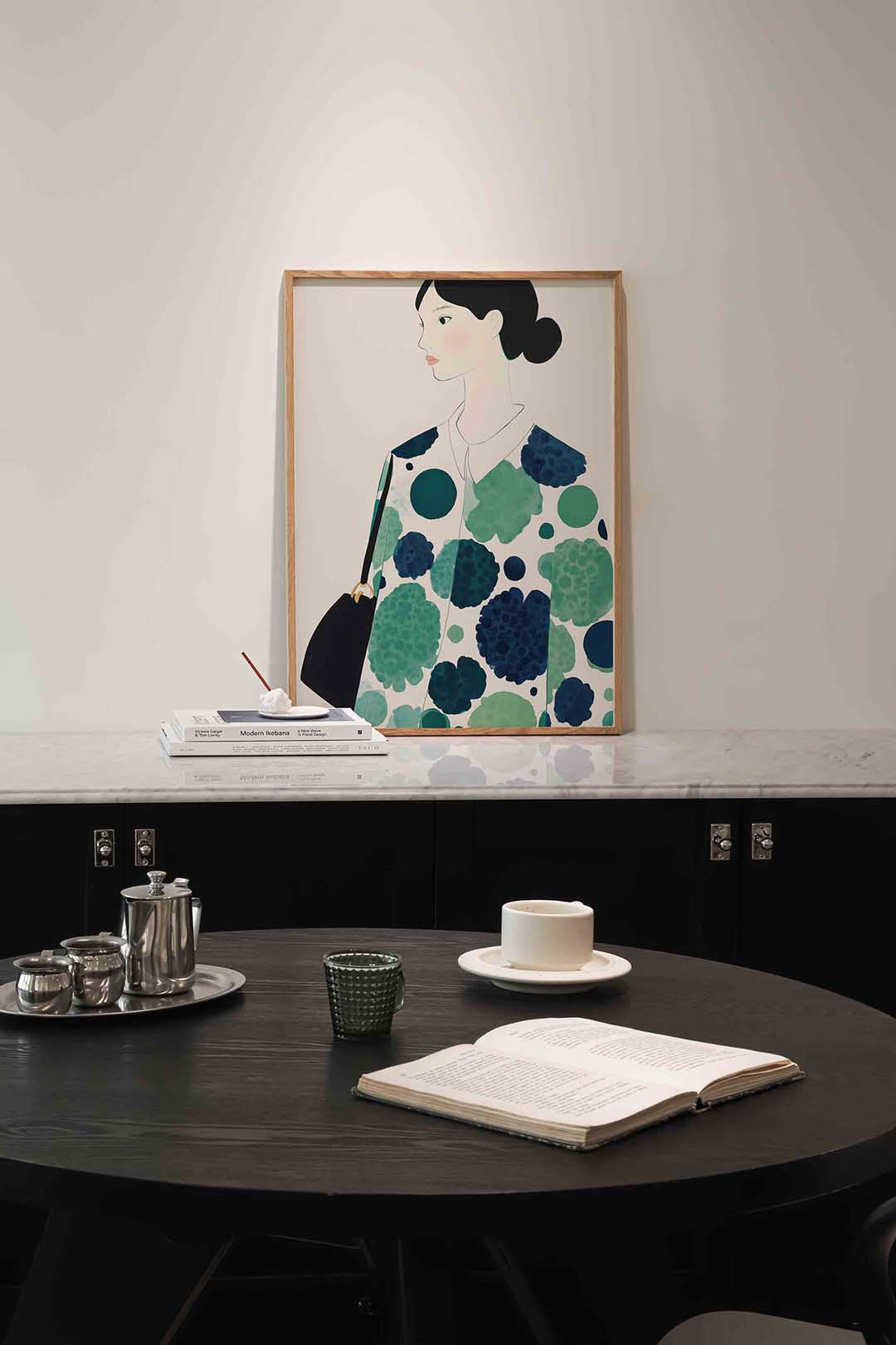 Vrouw met groene patronen Poster