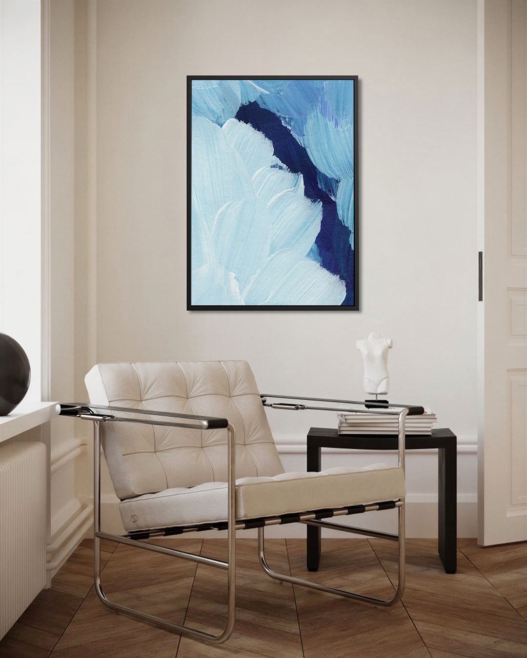 Vloeiende blauwe bewegingen Kunstwerk