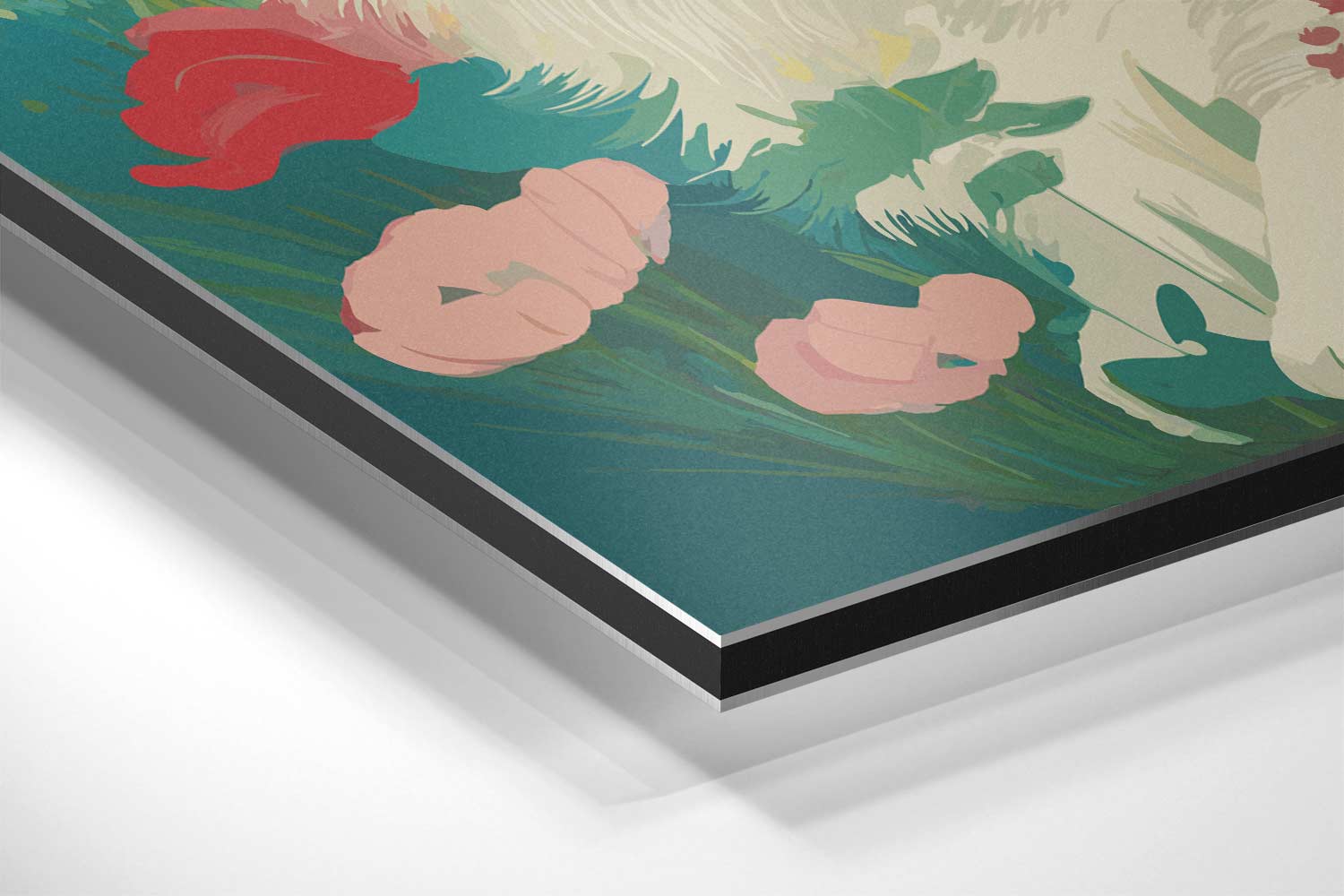 Dromerige Kat in Bloemenweide Kunstwerk-canvas-dibond-plexiglas-wanddecoratie-WallArtistic