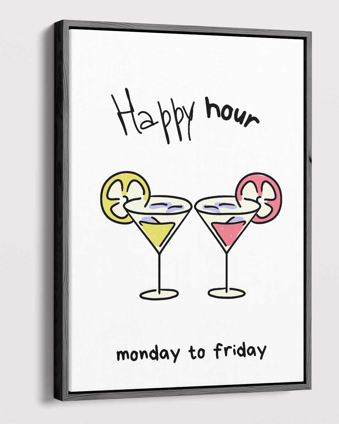 Happy Hour Illustratie Kunstwerk-canvas-dibond-plexiglas-wanddecoratie-WallArtistic