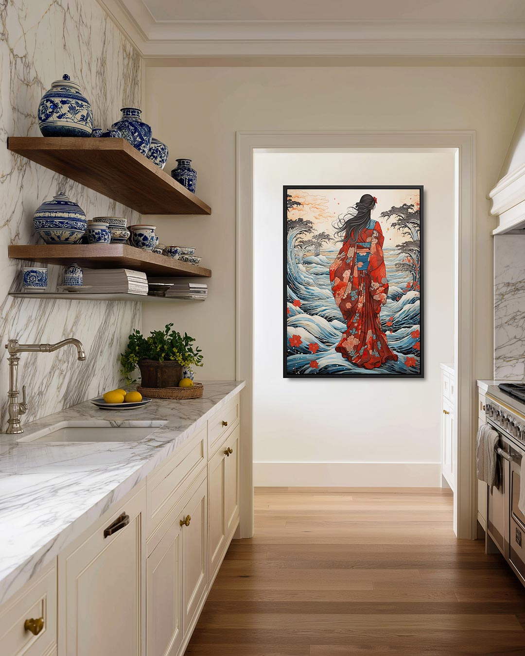 Vrouw in golven Kunstwerk
