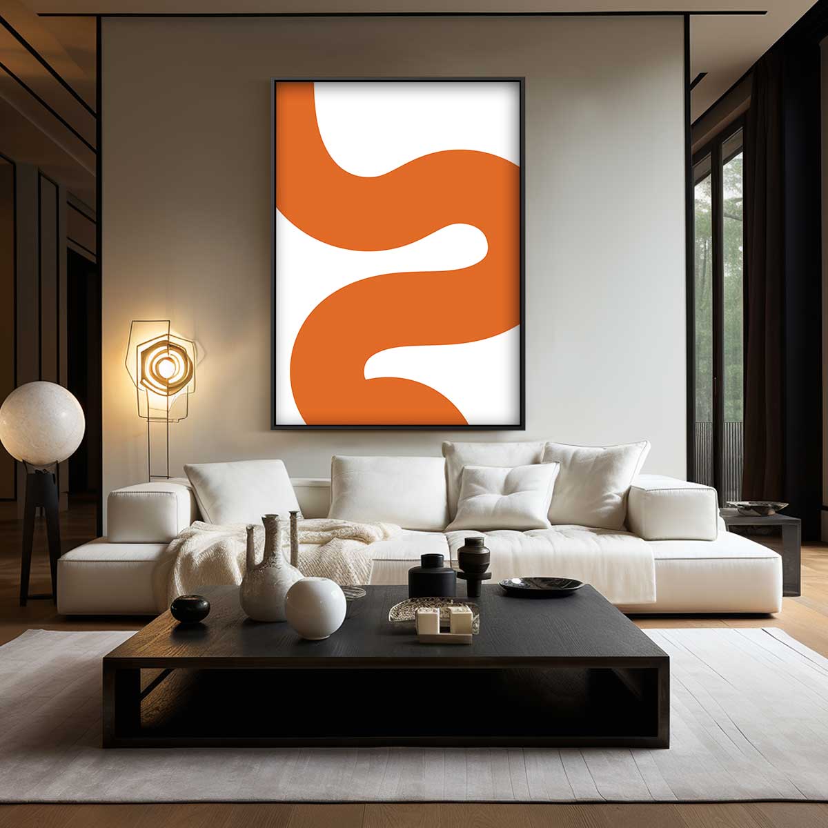 Golvend Oranjepatroon Kunstwerk-canvas-dibond-plexiglas-wanddecoratie-WallArtistic