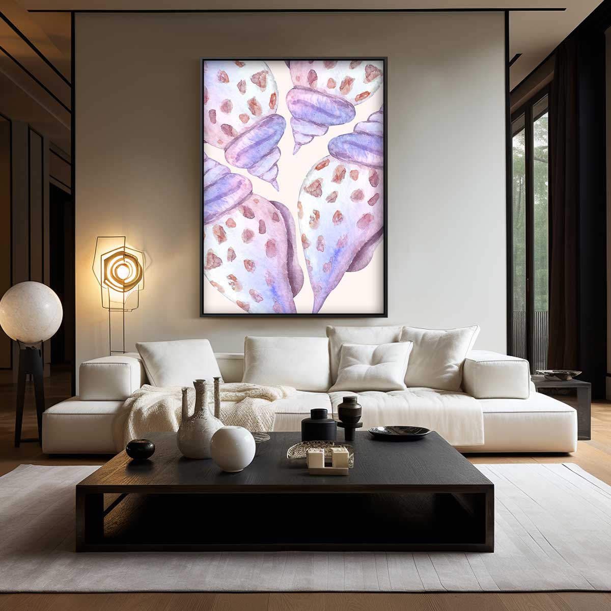 Pastelkleurige Schelpenkunst Kunstwerk-canvas-dibond-plexiglas-wanddecoratie-WallArtistic