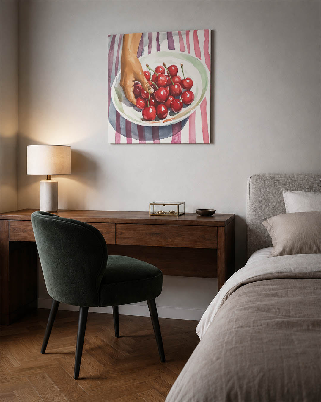 Kersen in schaal Kunstwerk