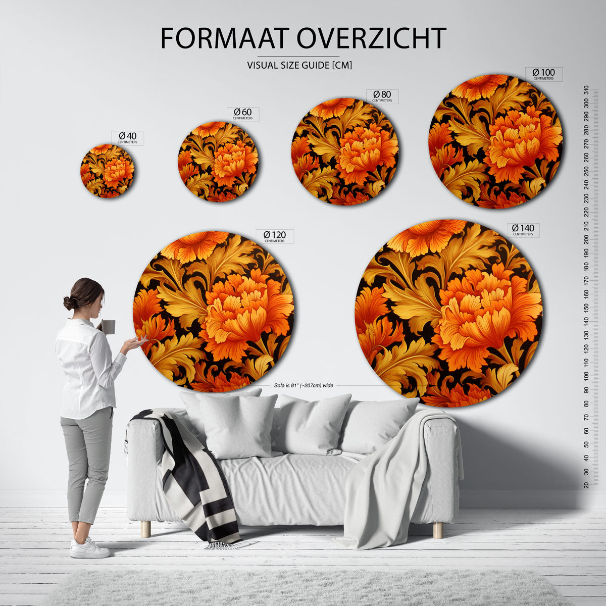 Bloemmotief Muurcirkel