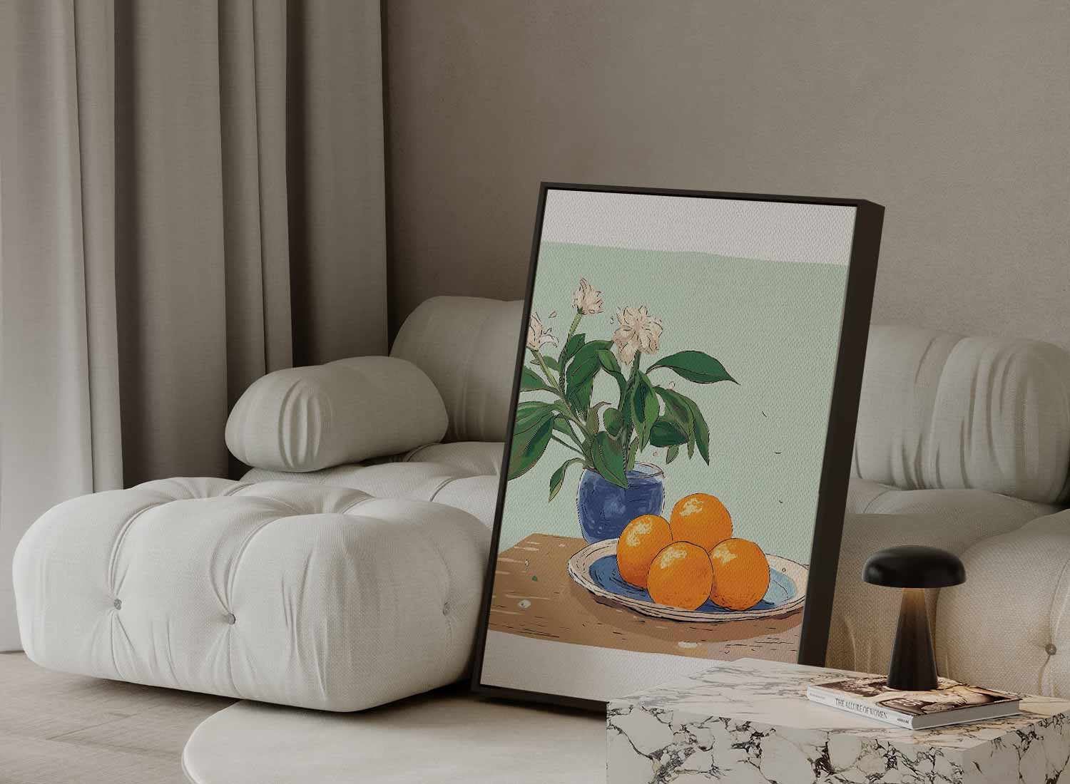"Rustieke Stilleven met Mandarijnen" Kunstwerk-canvas-dibond-plexiglas-wanddecoratie-WallArtistic