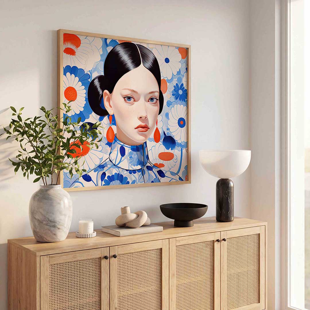 Vrouw met bloemen Poster