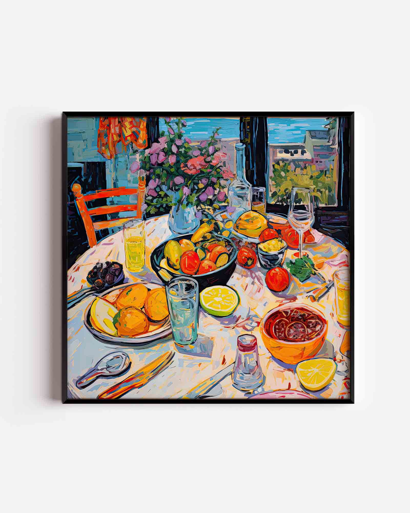 Fruit en bloemen tafel Poster
