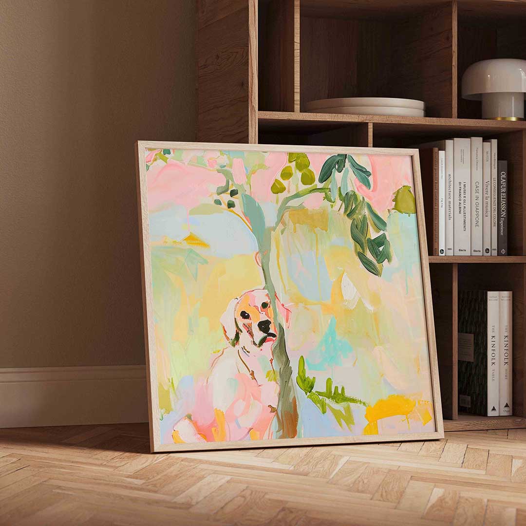 Hond en boom Poster
