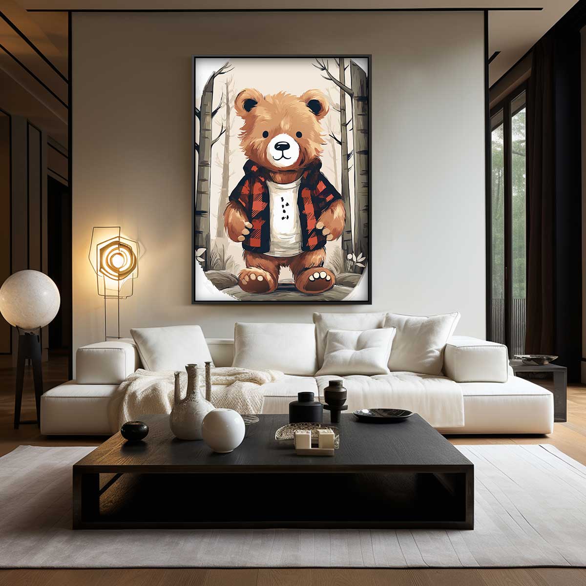 Wanddecoratie Beer in Houtlook Kunstwerk-canvas-dibond-plexiglas-wanddecoratie-WallArtistic