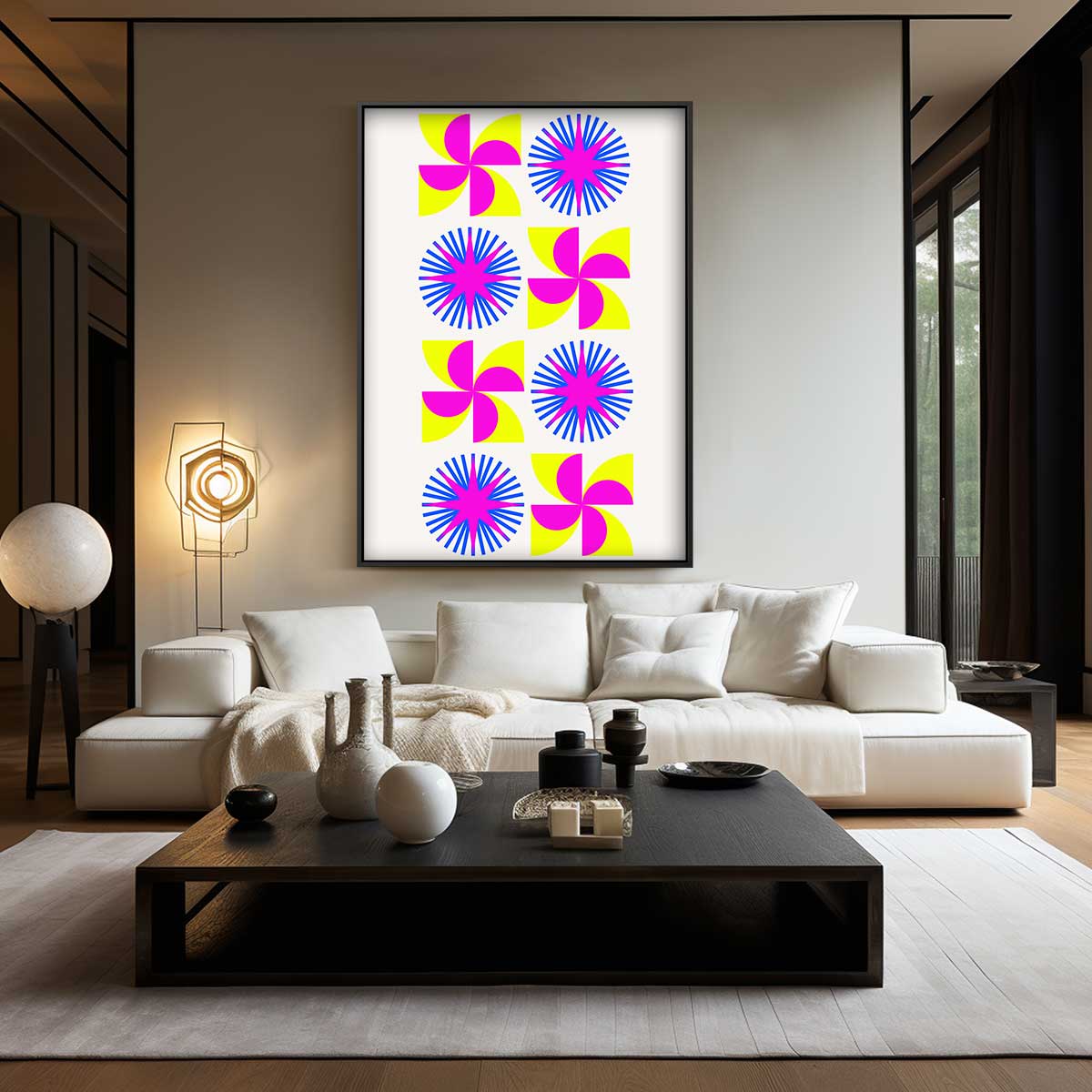 Kleurrijke Geometrische Expressie Kunstwerk-canvas-dibond-plexiglas-wanddecoratie-WallArtistic