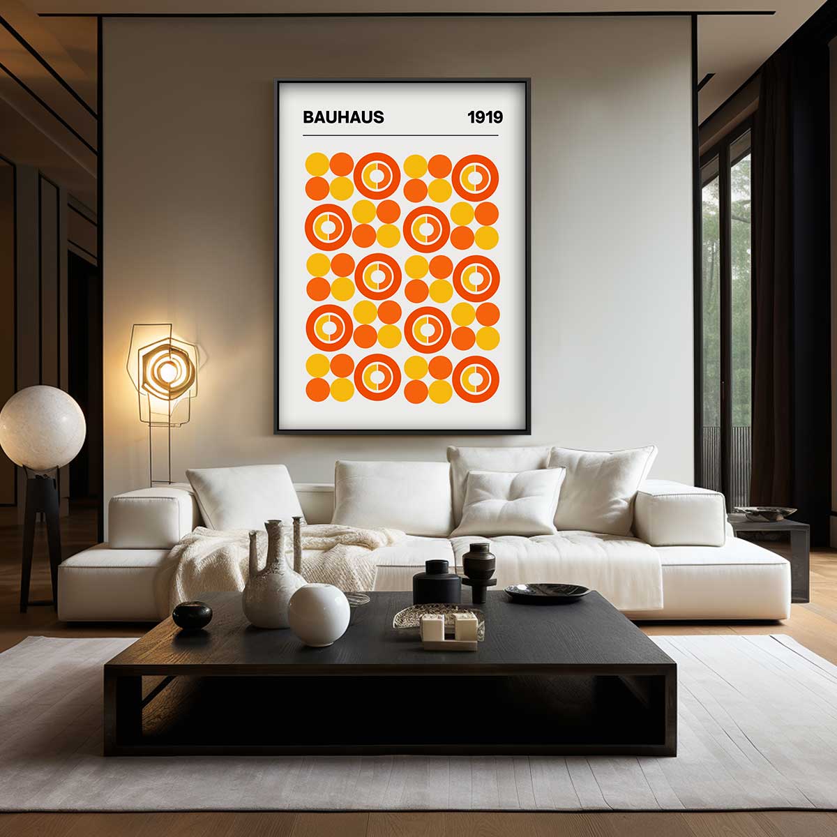 Bauhaus Geometrisch Cirkelpatroon Kunstwerk-canvas-dibond-plexiglas-wanddecoratie-WallArtistic