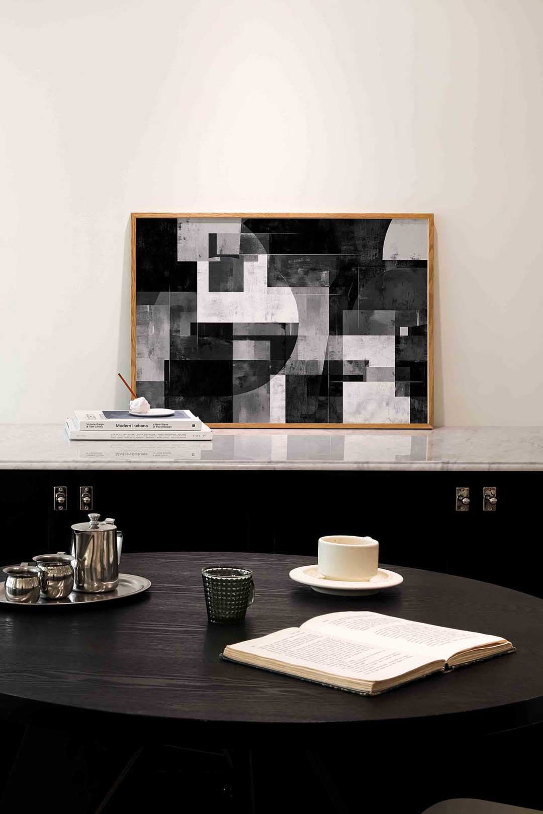 Abstracte zwart wit geometrische Poster