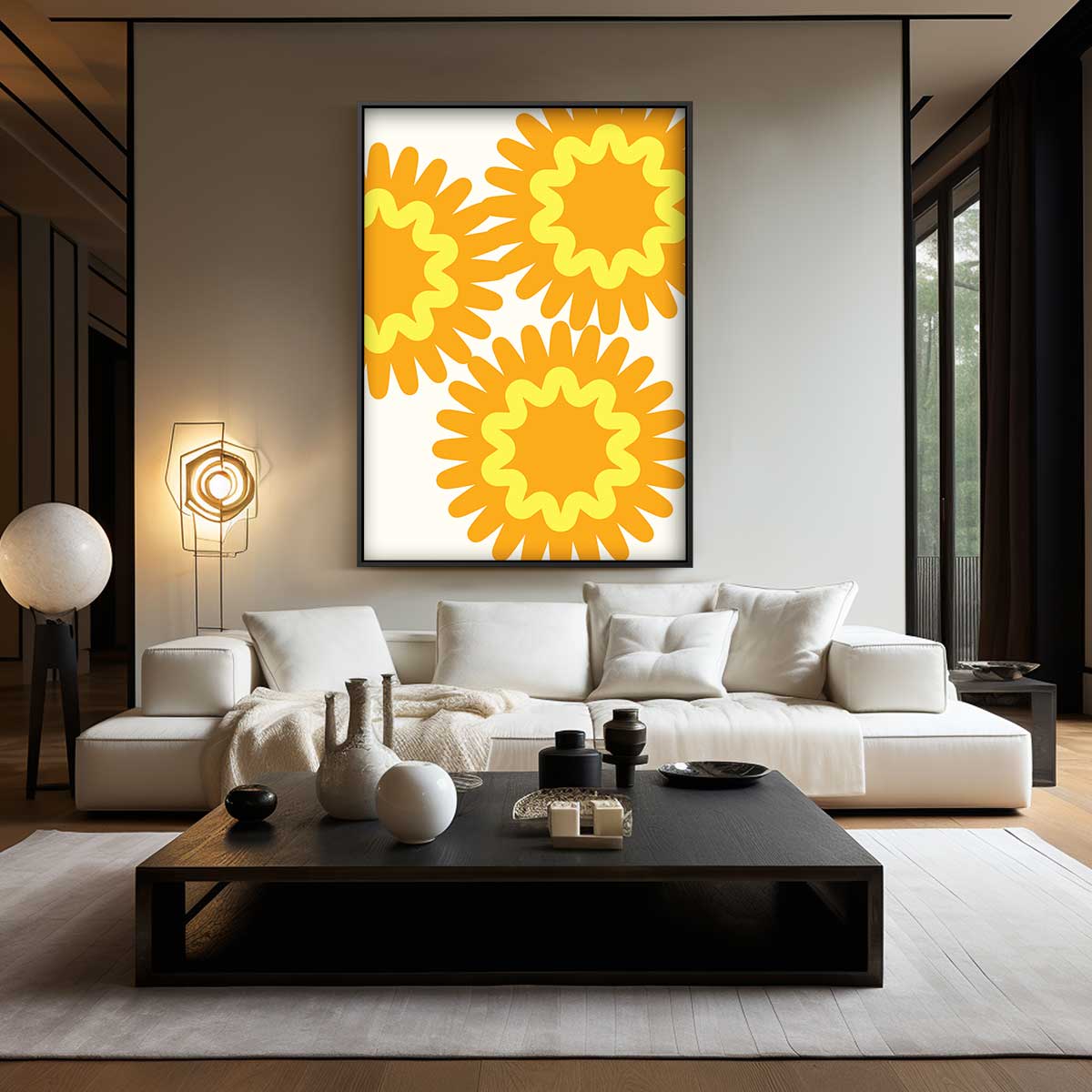 Zonnige Bloemexplosie Kunstwerk-canvas-dibond-plexiglas-wanddecoratie-WallArtistic