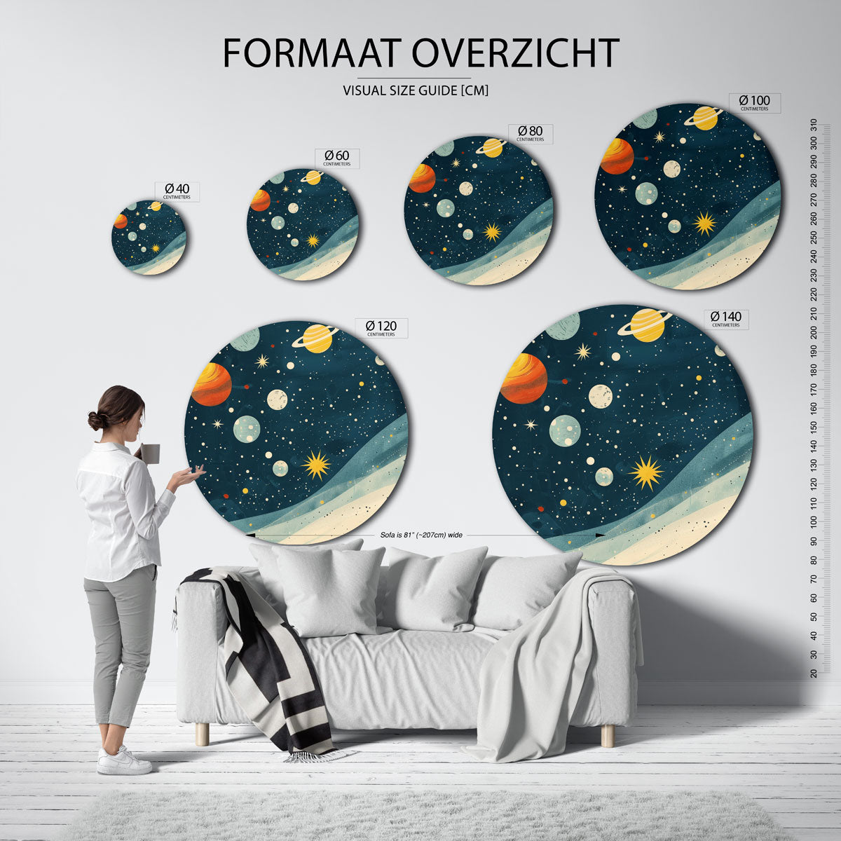 Planeten en sterren Muurcirkel
