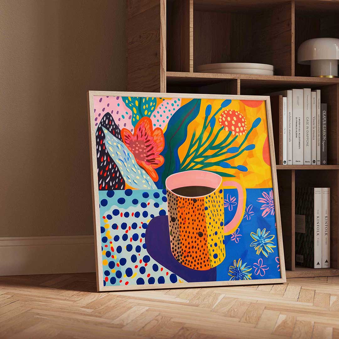 Gekleurde beker en bloemen Poster