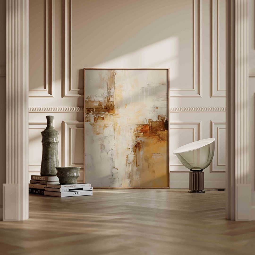 Abstracte beige en bruine Poster