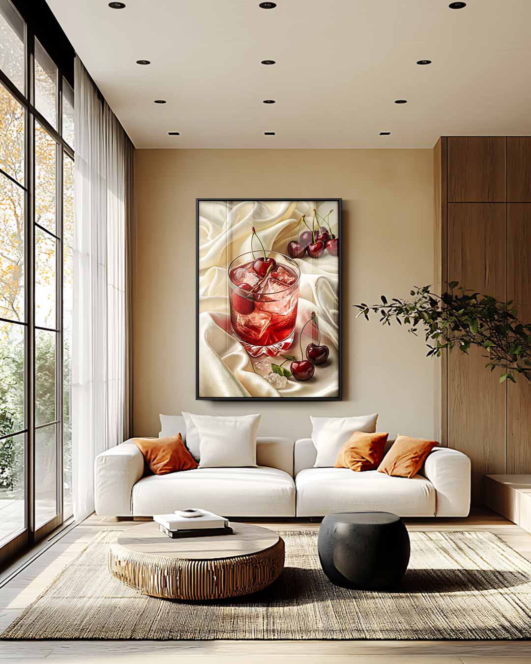 Kersen Cocktailexplosie op Zijde Kunstwerk-canvas-dibond-plexiglas-wanddecoratie-WallArtistic