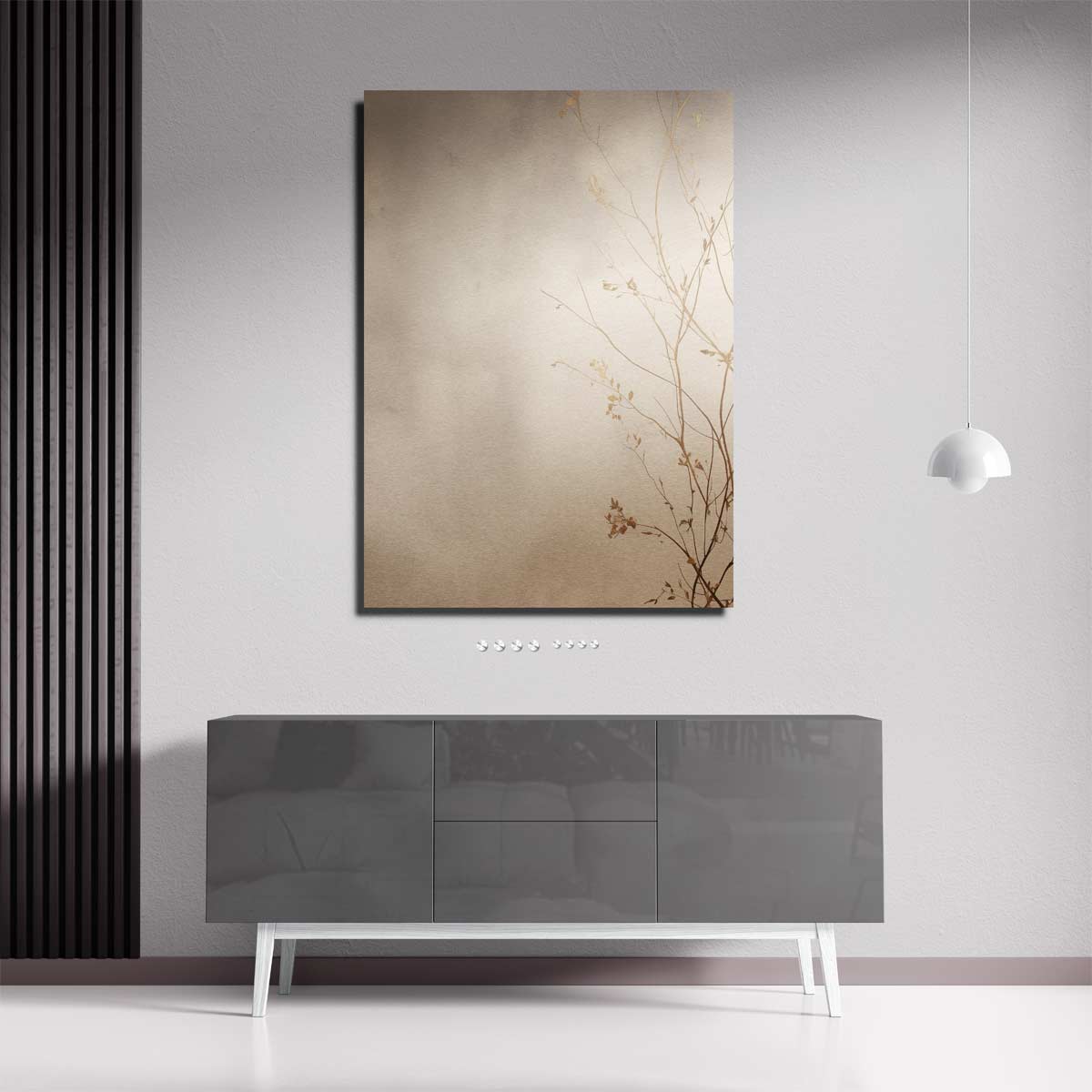 Gouden Zweepslag: Minimalistische Takken Kunstwerk-canvas-dibond-plexiglas-wanddecoratie-WallArtistic