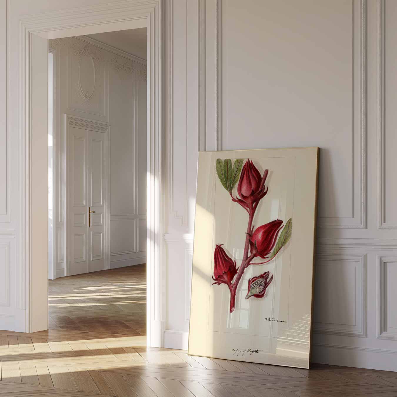 Botanische Kunstposter met Hibiscusbloem Poster