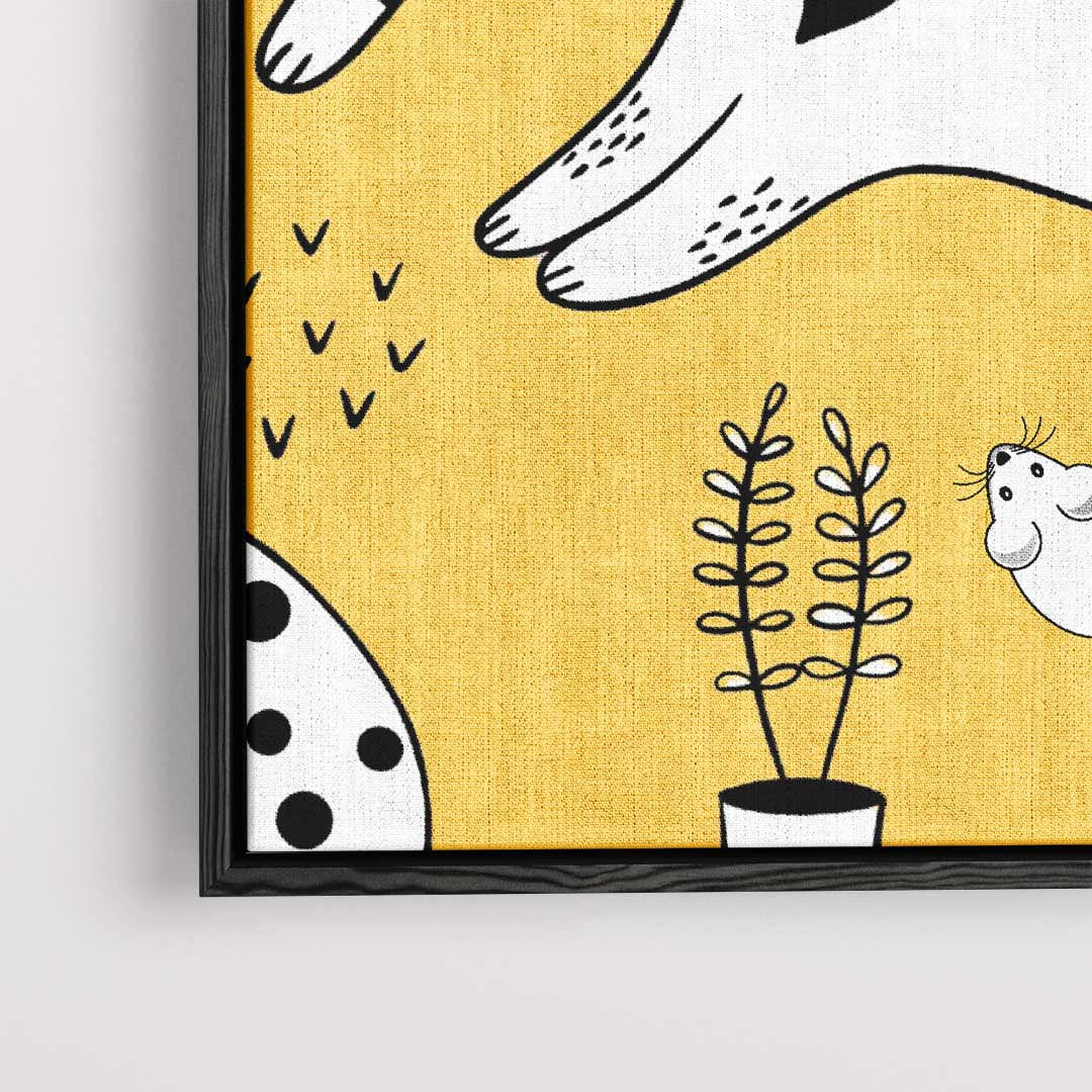 Speelse Katten Illustratie Kunstwerk-canvas-dibond-plexiglas-wanddecoratie-WallArtistic