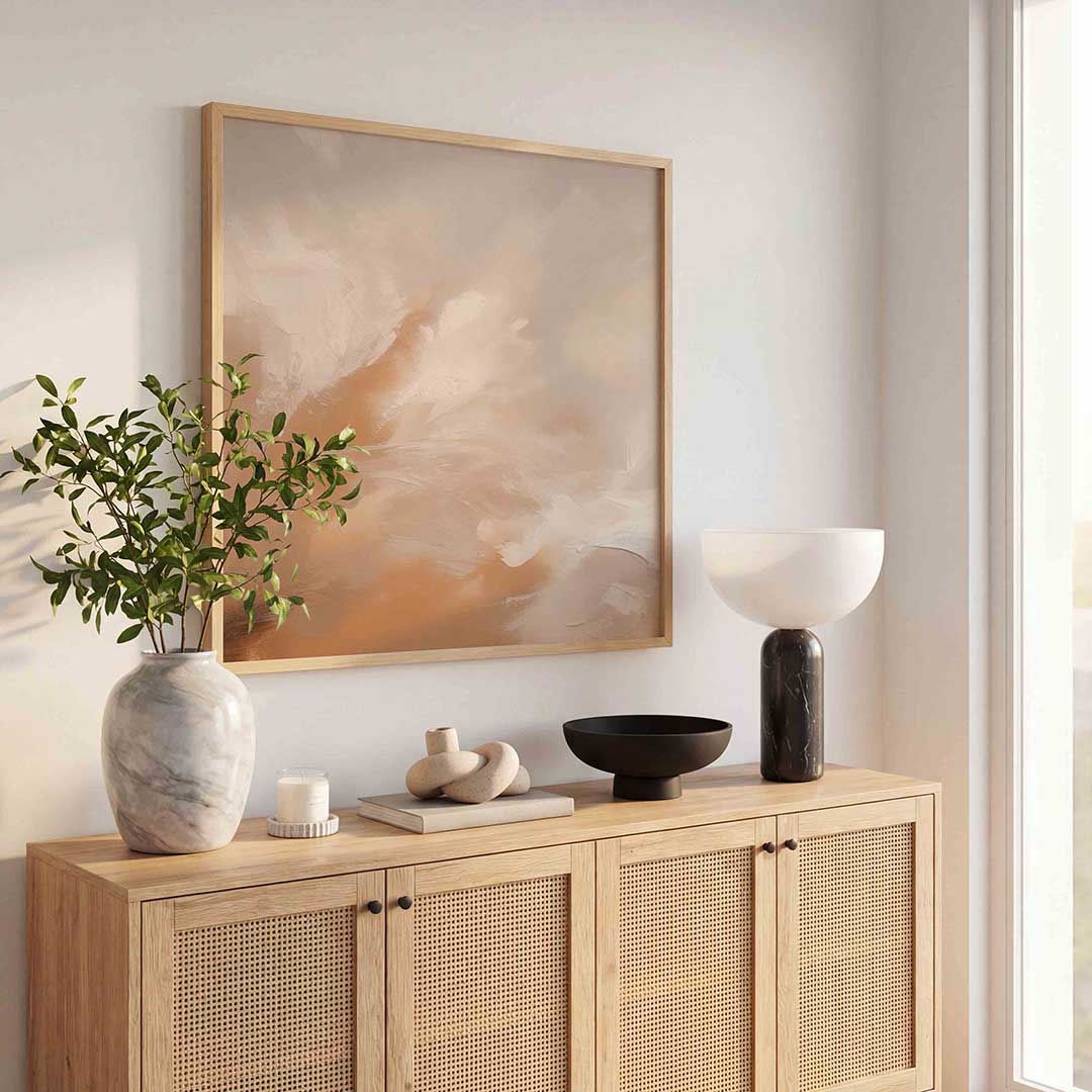 Abstracte beige en witte Poster