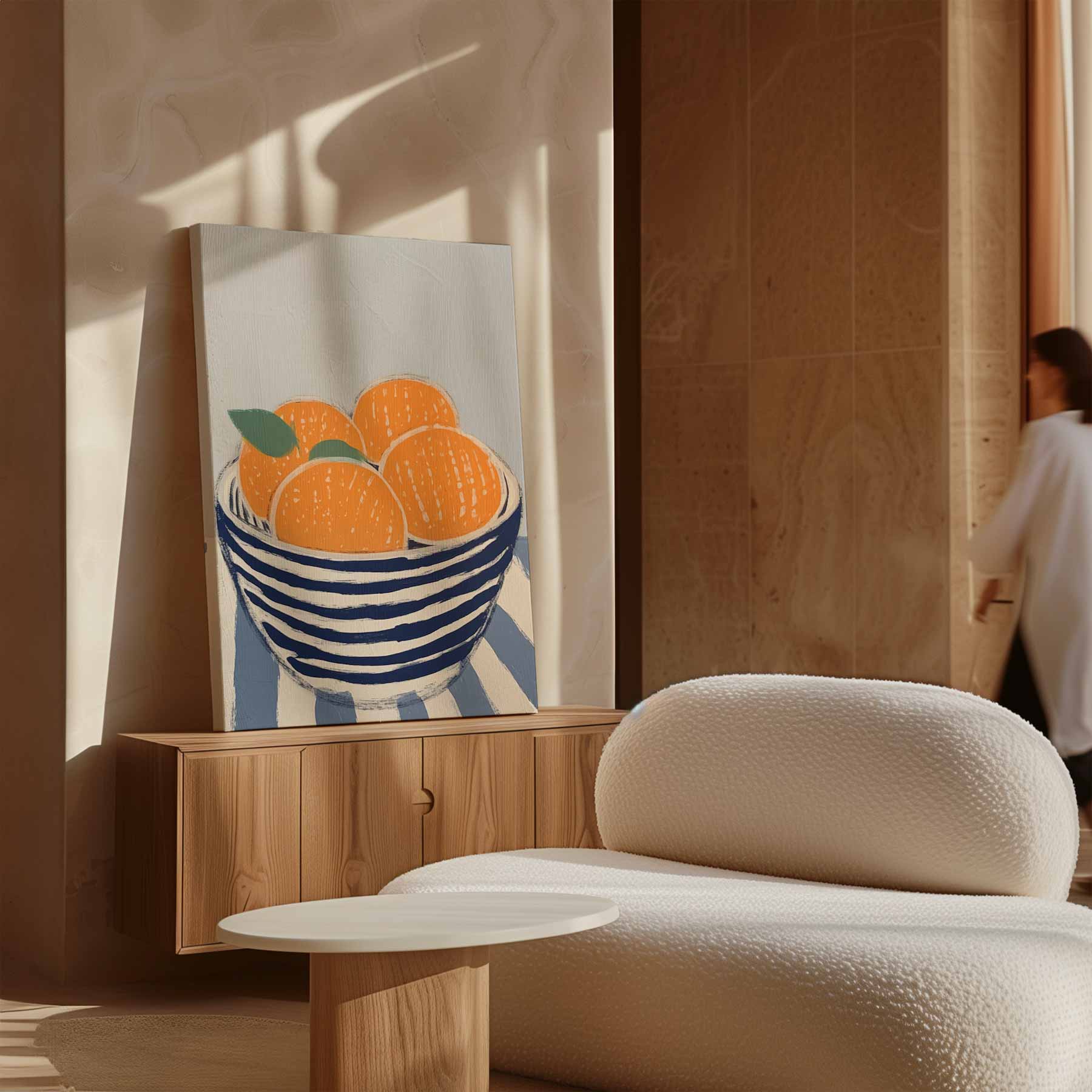 Zomerse Citrus in Streepjeskom Kunstwerk-canvas-dibond-plexiglas-wanddecoratie-WallArtistic