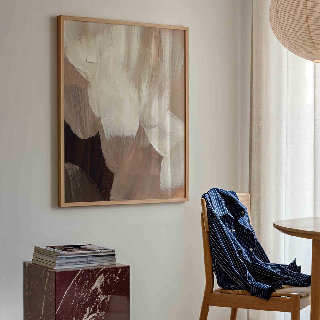 Abstracte beige penseelstreken Poster