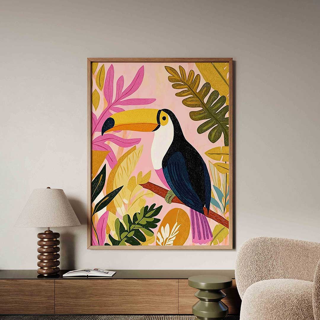 Toekan en bladeren Poster