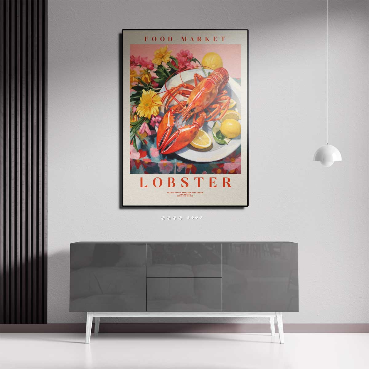 Kleurrijke Kreeft Still Life Kunstwerk-canvas-dibond-plexiglas-wanddecoratie-WallArtistic
