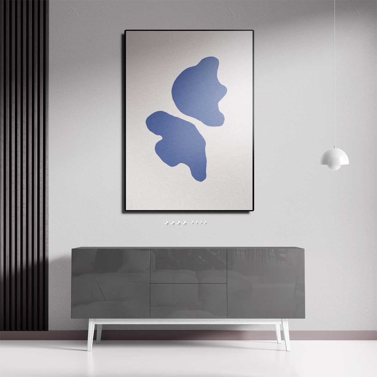 Blauwe Abstracte Vormen Kunstwerk-canvas-dibond-plexiglas-wanddecoratie-WallArtistic