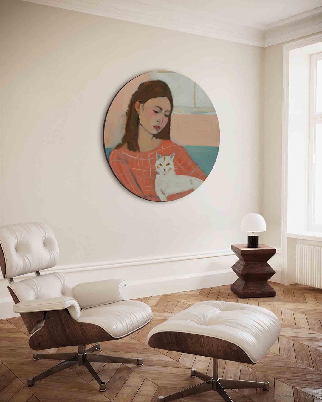 Vrouw met kat Muurcirkel