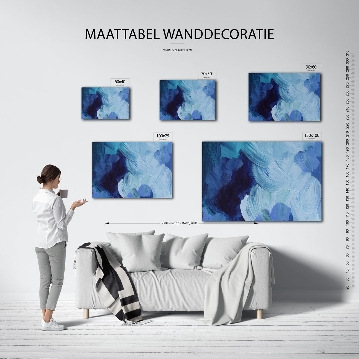 Dynamische blauwtinten Kunstwerk
