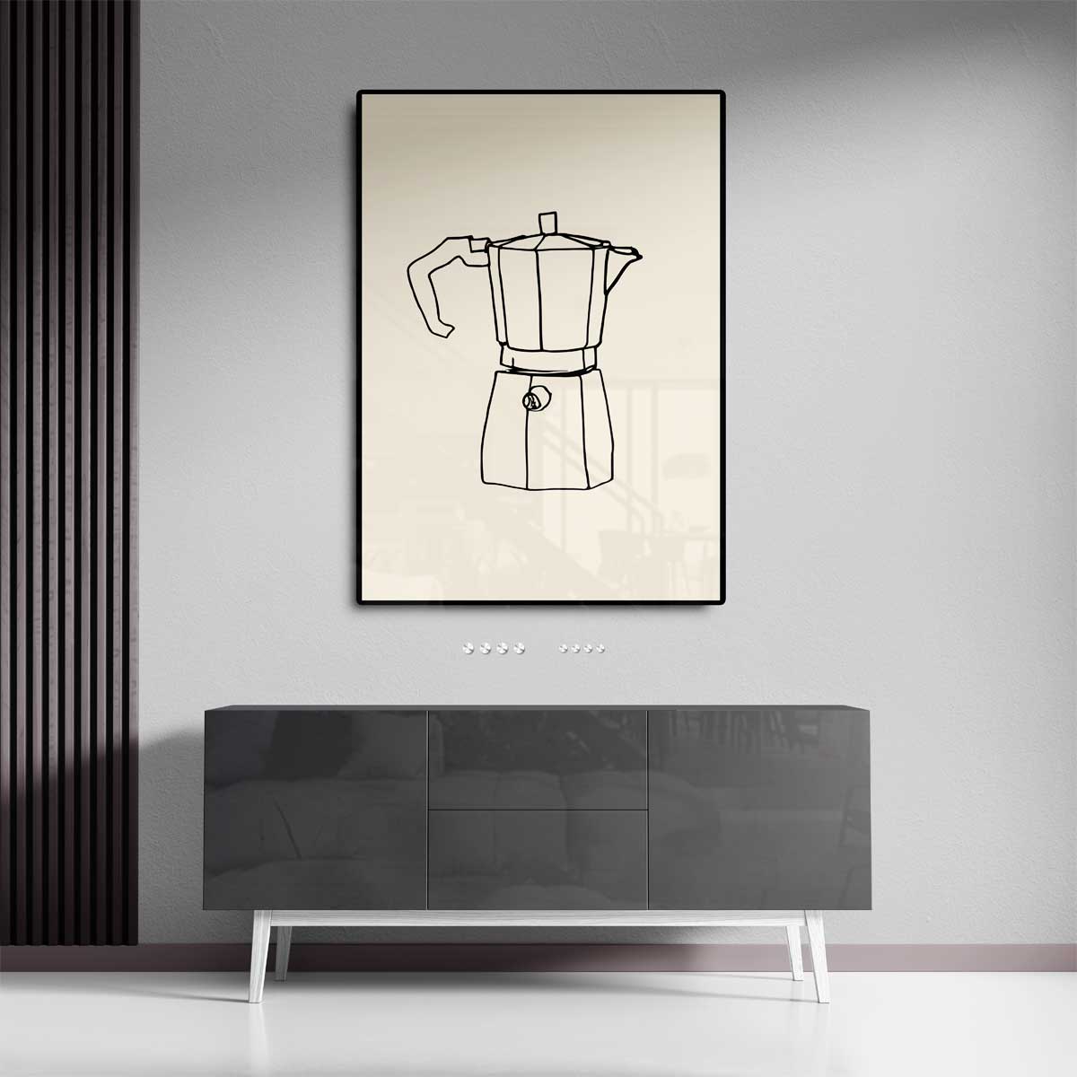 Minimalistische Mokkakan Tekenkunst Kunstwerk-canvas-dibond-plexiglas-wanddecoratie-WallArtistic