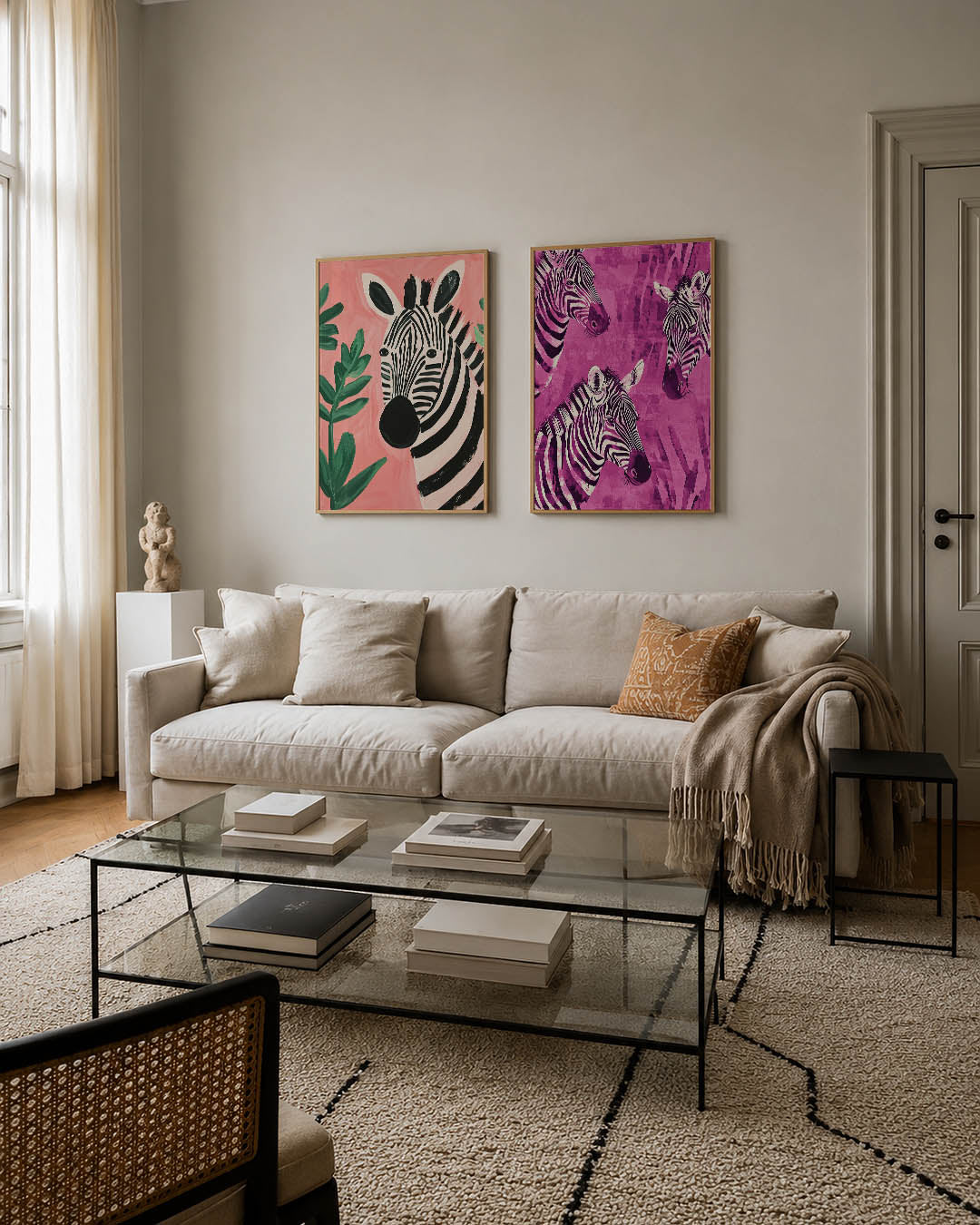 Zebra en bladeren Posterset
